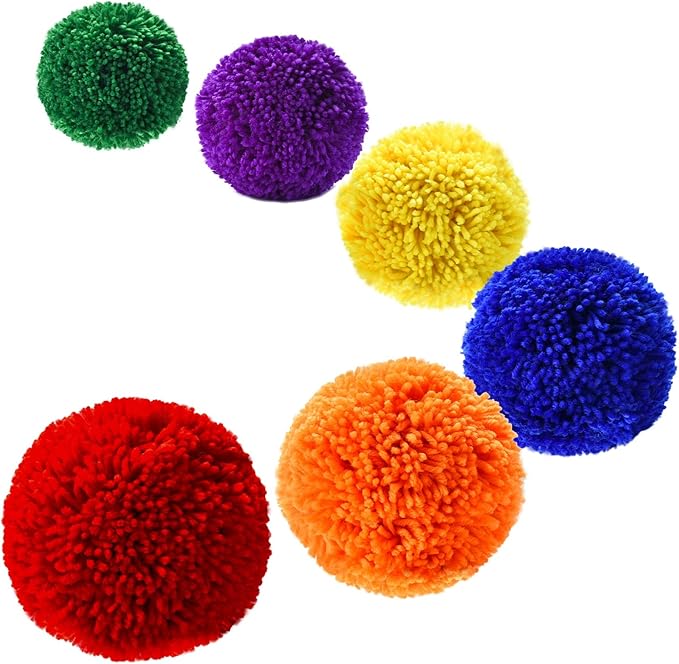 12-Pack 4'' Yarn Sport Balls/Soft Fleece Balls (Rainbow Pack)