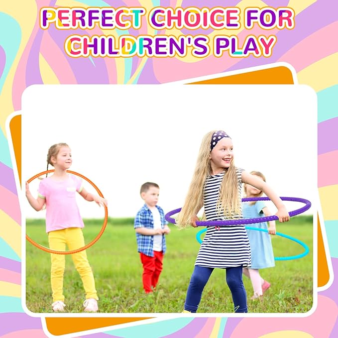 Sratte 6 Pcs Exercise Hoop Detachable Adjustable Plastic Hoops Snap Together Toy Ring Color Playground Toys for Girls and Boys Party Games, Sports, Exercise, Dog Training(32 Inch,Simple Colors)
