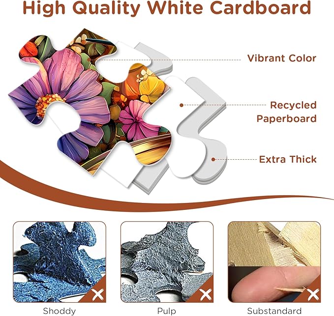Adult Puzzles 300 Pieces, Hummingbird Floral Jigsaw Puzzles for Kids Adults Seniors 300 Pieces, Glossy Sturdy Vibrant Puzzle 300 Piece, Challenging Puzzle Great Gift for Family Friends
