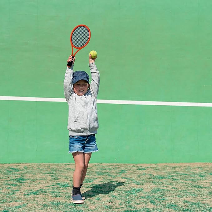 Crefotu Kid Tennis Racket Set for Toddler,Children,Sponge Handle, includes 6 Badminton, 1 Tennis Ball, Bag and 2 Balls - Increase Children's Sports,Improve Tennis Skills