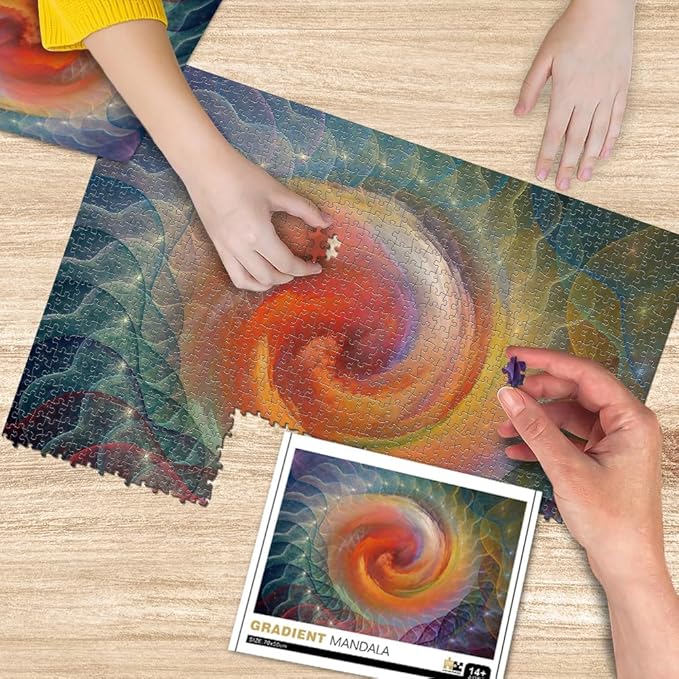 Multicolored Swirl Jigsaw Puzzles for Adults 1000 Pieces, Large Fantasy Puzzle, Intellectual Decompressing Challenging Fun Game Size 27" x 20"