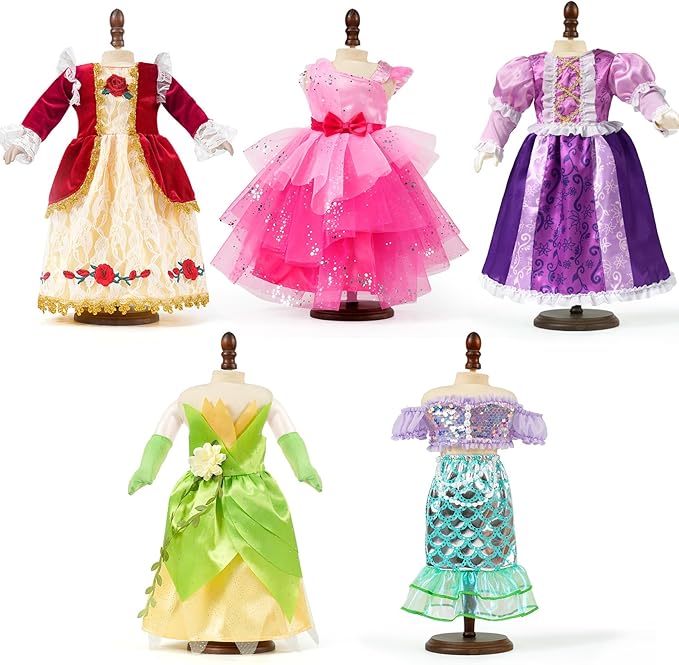 WONDOLL 18 Inch Doll Clothes and Accessories 5-Piece Princess Dress Up Set - Complete Outfits for 18 Inch Dolls - Perfect for Dress Up Play & Birthday Gifts (No Doll)