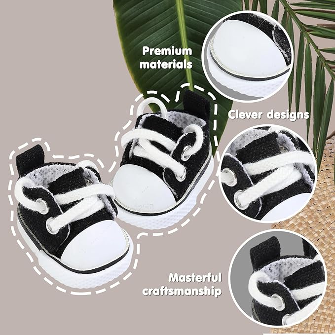 Premium Doll Shoes for Lububu, Cute Doll Shoes for 4-7in Dolls, Ideal for Lububu Outfits(Black Canvas)