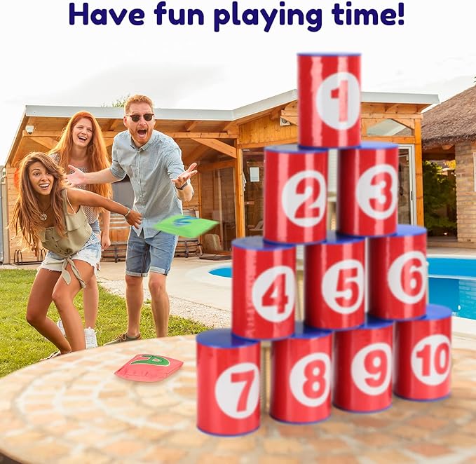 Hungdao 3 Sets Carnival Games Combo Set, Dart Board with Balls Plastic Cones Ring Bean Bags Toss Game for Boys Girls Adults Family Birthday Yard Indoor Outdoor