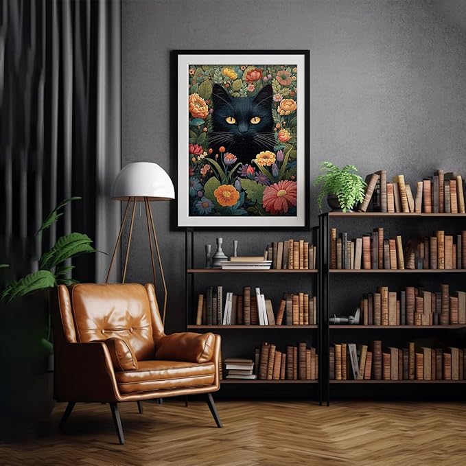 Vintage Cat Puzzles for Adults 1000 Pieces and up, PICKFORU Flower Jigsaw Puzzles Collection Animal and Plant, Retro Kitty Puzzle for Cat Lovers