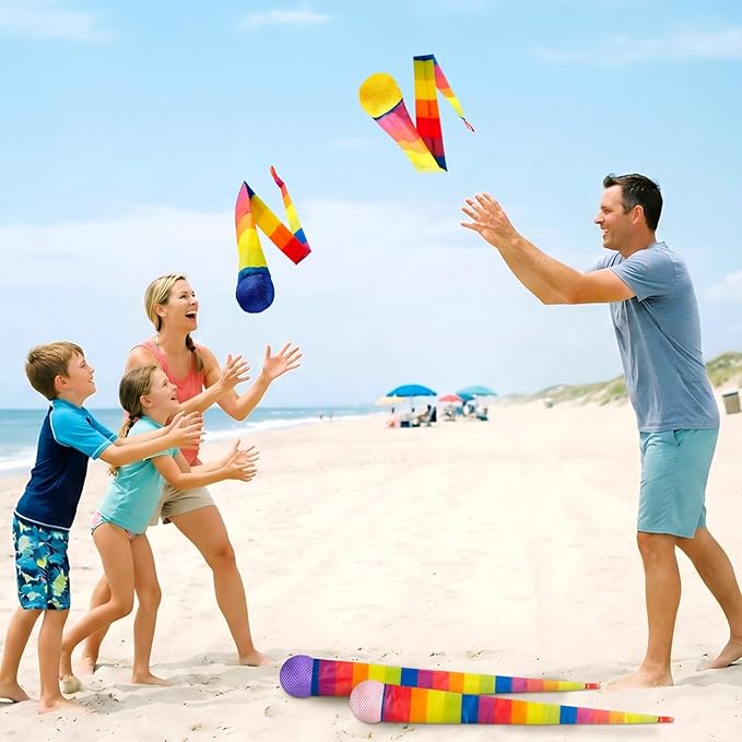 18 Pcs 37.4 Inch Throw and Catch Balls with Rainbow Tail Soft Sports Comet Balls Colorful Playground Toys Bulk for Kids Adults Physical Equipment for Indoor Outdoor School Classroom Beach Fun Games