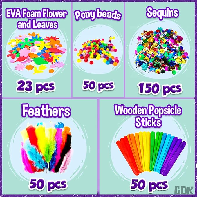 GoodyKing Arts and Crafts Supplies for Kids - 1170Pcs+ Craft Art Supply Kit for Toddlers Kids Craft Supplies & Materials Age 4 5 6 7 8 9 - Christmas D.I.Y. Crafting School Supplies