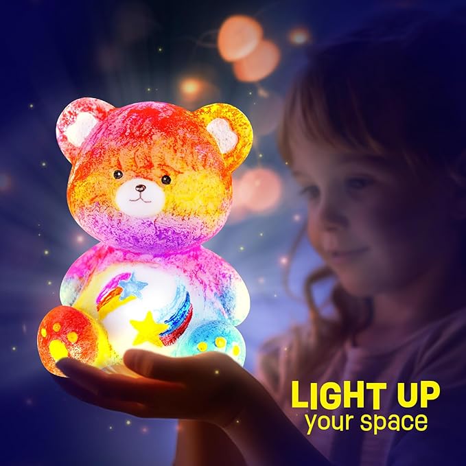 Paint Your Own Bear Lamp Kit, Art Supplies Bear Painting Kit for Kids 6-12, Arts and Crafts for Kids Ages 8-12, Bear Toy Girls Boys Birthday Easter Gifts for Kids Ages 3 4 5 6 7 8 9 10 11 12+