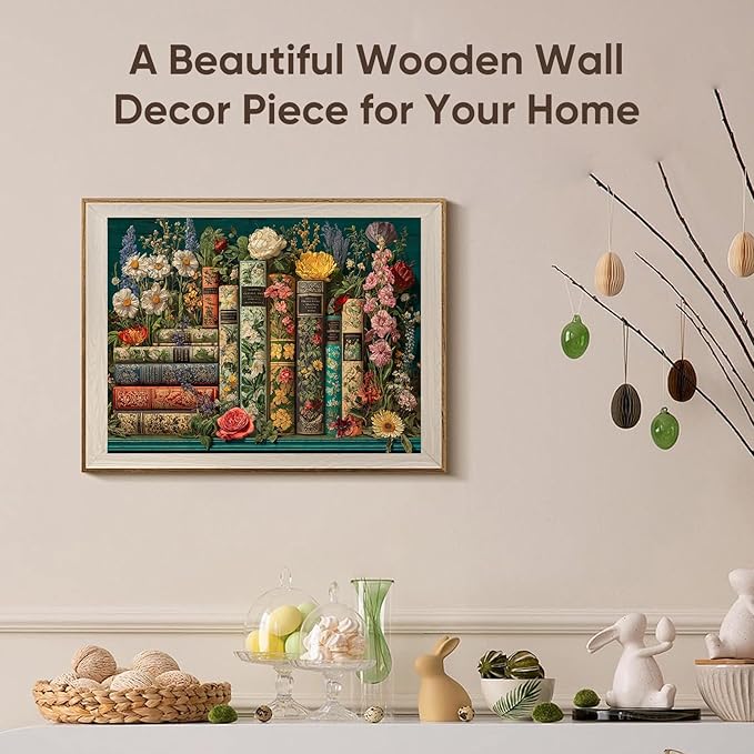 BODHIPNJOY Wooden Puzzles for Adults, Mother's Day Puzzles, Books Jigsaw Puzzles, Wildflowers Book Vintage Unique Plant Art Puzzle Family Challenging Games for Seniors Adults 200 Piece 11.8 * 8.9 in