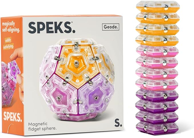 Speks Geode Magnetic Fidget Toy | Sensory Desk Toy for Adults & Teens 14+ | Stress Relief Gift | Sphere, Warm
