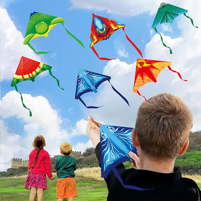 YongnKids 6 Pack Mini Kite for Boys Girls Age 3-5 4-8, Finger Launcher Kites Easy to Fly Ejection Flying Toys Kite for Kids Teens Ages Beach Park Backyard Outdoor Sports