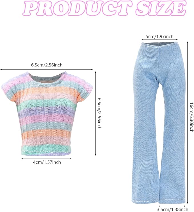 15 Pirces 11.5 Inch Girl Doll Clothes & Accessories Including 5 Colorful T-Shirt, 5 Denim Pants Jeans, 5 Pairs of Sneakers for Girl Dolls Casual Outfit Accessories