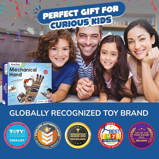 Smartivity DIY Robotic Mechanical Hand STEM Toy for Kids 8-14 Years Old | Parents Choice Award Winner I Birthday Gift for Kids | Engineering Kit for 8, 9, 10, 11, 12, 13, 14 Years Old Boys & Girls