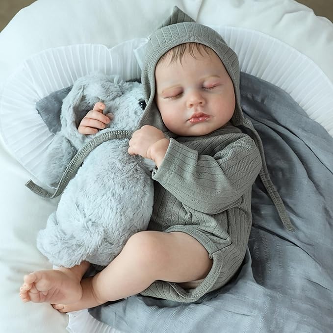 SCOM 20-Inch Realistic Reborn Baby Girl Doll, Soft Full Vinyl Body, Bathable & Poseable, Weighted Feel, Hand-Painted Details with Gift Box & Accessories, Ages 3+