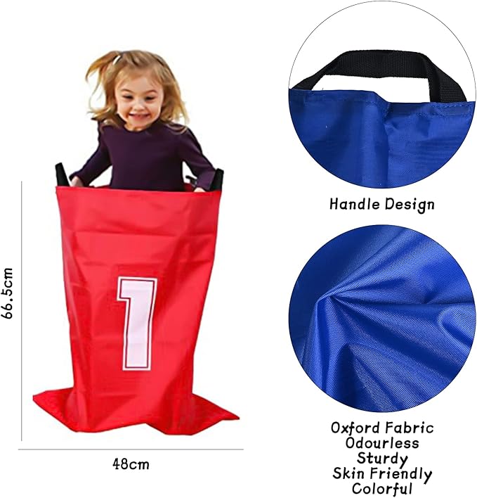 GOLDGE 28 Piece Outdoor Games Kit for Kids, Includes Potato Sack Race Bags, Bean Bag Toss, 3 Legged Race Bands, Egg Spoon Relay, for Easter & Birthday Parties (Potato Sack Race Bags)