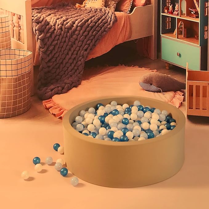 GOGOSO Ball Pit Balls for Toddler, Baby Plastic Playballs Kids Soft Pastel Pelotas Non-Toxic BPA-Free Pearl Blue+Light Blue+White 200 Balls