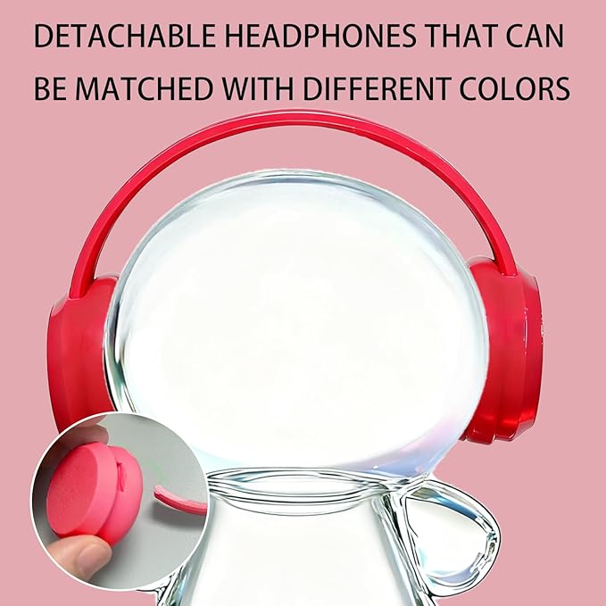 3D Printed Headphones Accessories for 17cm Doll(No Dolls)，for Dolls 3.94-6.69inch(10-17cm) in Size，Suitable for Daily Display, Great As a Gift(Red Headphones)