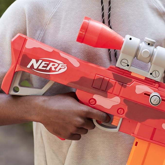 Nerf Fortnite Heavy SR Blaster Scope; Big Blaster; 6 Mega Darts; 6-Dart Clip; Kids Toy Foam Blasters; Fortnite Toys for Boys and Girls