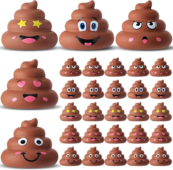 25 Pcs Mini Poop Figurines 5 Styles Tiny Poo Toys Brown Small Fake Poop Figures for Easter Egg Fillers Prank Hide Seek Goodie Bags Piñata Stuffers Party Supplies Gifts