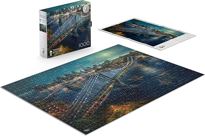 Buffalo Games - Silver Select - Thomas Kinkade - Moonlight Over Manhattan - 1000 Piece Jigsaw Puzzle for Adults - Challenging Puzzle Perfect for Game Nights - Finished Size is 26.75 x 19.75