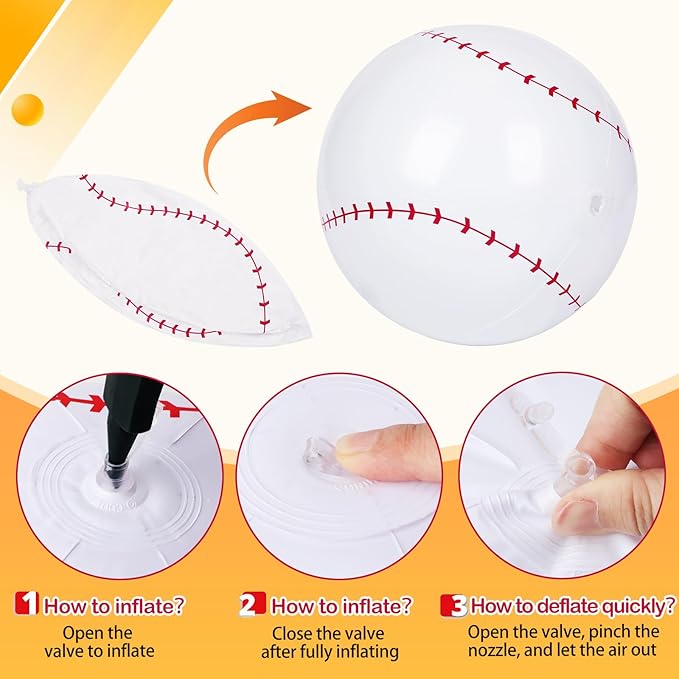 30 Pieces Inflatable Baseball Beach Balls, 8 Inch PVC Blow Up Beach Ball Bulk for Summer Pool Float Party, Sports Themed Decorations, Beach Games, Birthday Party Favors, Easy to Inflate