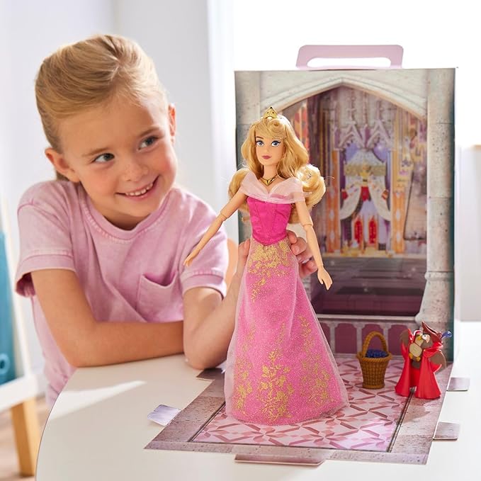 Disney Store Official Aurora Story Doll - 11 Inches - Includes Coloring Book and Additional Dress, Princess Doll in Classic Outfit, Disney Princess Toys for Girls