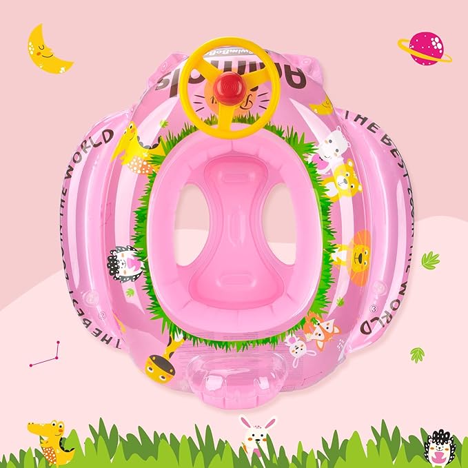 Swimbobo Toddler Pool Float with Seat Boat Inflatable Ride-on Car for Kids Outdoor Toys