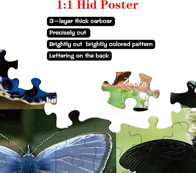 Butterfly Puzzles Jigsaw for Adults 1000 Pieces - Challenging Fun Puzzles Stunning Art Wall Decor, Pretty Puzzle for Women, Gift Butterfly Collection C0835