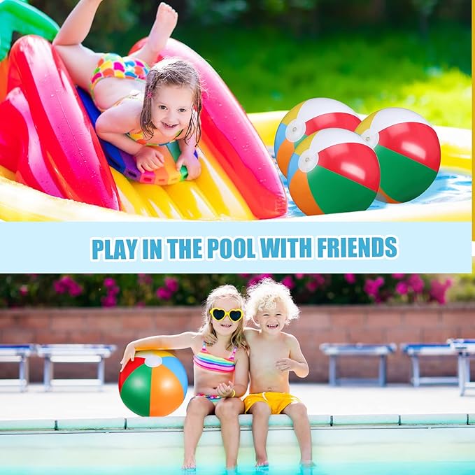 Tatuo Beach Balls 3 Pcs 12 Inch Inflatable Ball Beach Ball Swimming Pool Ball Enjoyable Pool Float Balls for Outdoor Activity Birthday Summer Party Favors Water Toys (Classic Style)
