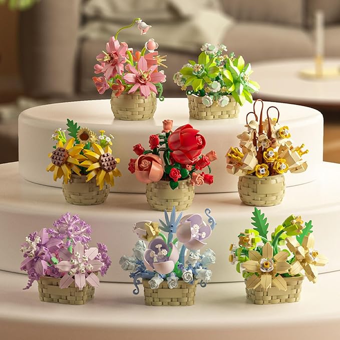 Mini Flowers Building Block Set,Flower blocks toys,Plants and Succulent Toys,Building block flowerpot，Botanical Collection Birthday Gift for Girls Boys Adults Kids Ages 6+ (Perfume Lily 155Pcs)