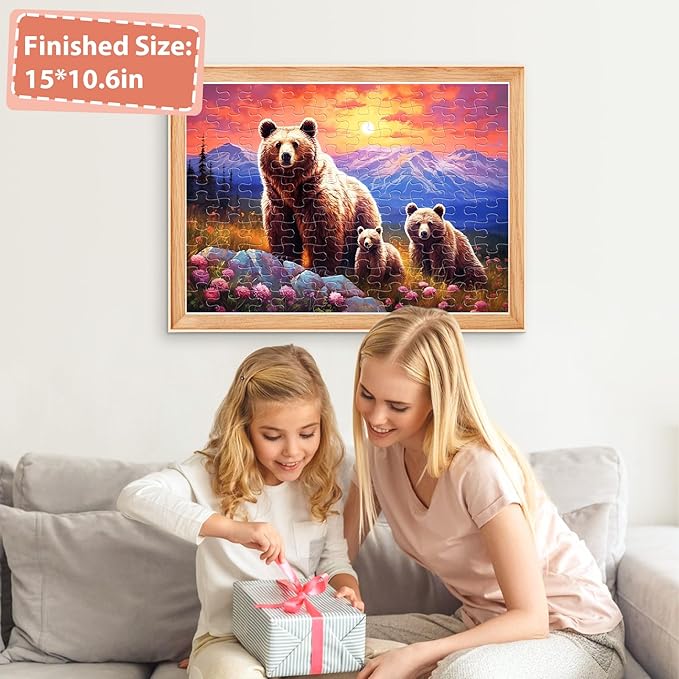 100 Piece Puzzles for Kids Ages 4-6 Brown Bear Family Puzzles for Kids Ages 6-8 8-10, 100 Piece Senior Jigsaw Puzzle for Toddlers Kids Puzzle Age 3-5 Toys Birthday Gifts for Boys Girls Adults