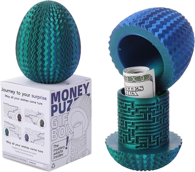 Maze Egg Money Puzzle Gift Box: Available in 4 Unique Internal Designs - Secret Cash Holder & Surprise Gift Container for Easter, Birthday, Wedding - Fun Brain Teaser Toy for Kids & Adults