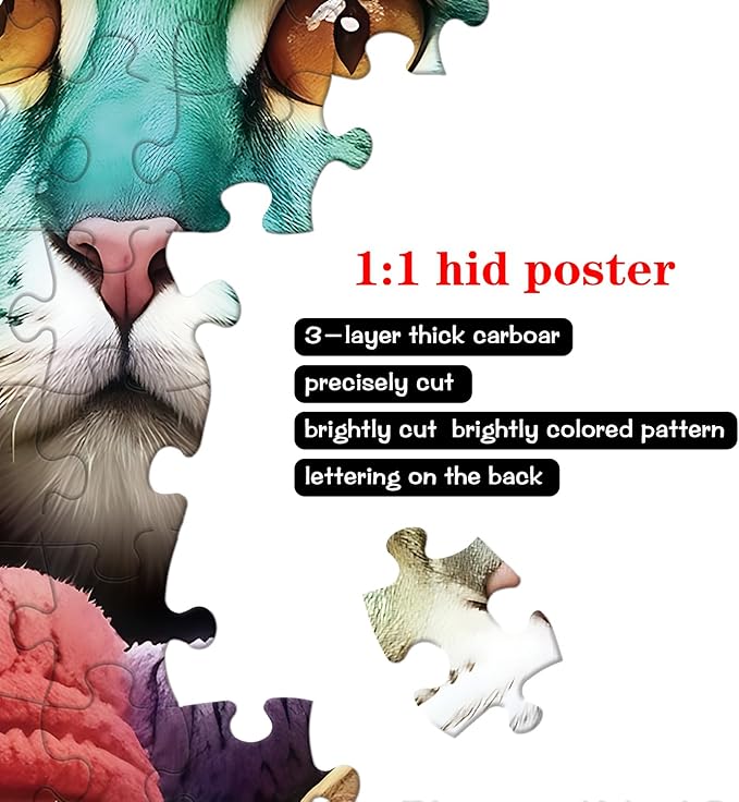 Jigsaw Puzzles for Adults 1000 Pieces - Challenging Fun Puzzles Stunning Art Wall Decor, Gift for Adult Puzzle Lovers, Family Game, Cat Gathering C0814