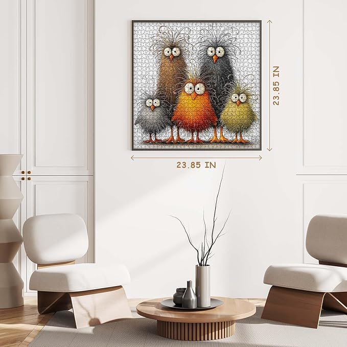 Funny Chicken Puzzle for Adults 1000 Pieces,PICKFORU Abstract Chicken Jigsaw Puzzle, Cute Animal Rooster Puzzle Impossible Challenge