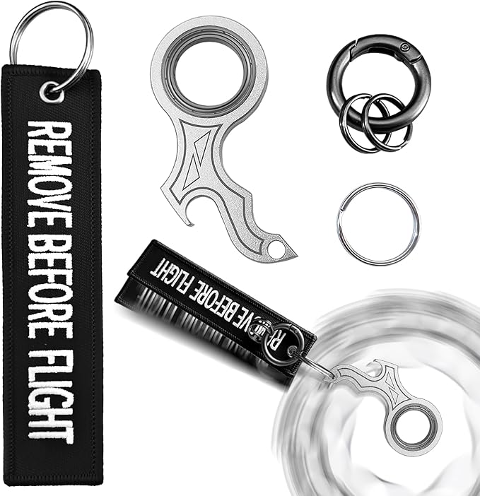 LENCLE Keychain Spinner Set,Fidget Toy,Full Metal Spinning Keychain Fidget with Tag for Motorcycles,Backpacks,and Men's Gifts