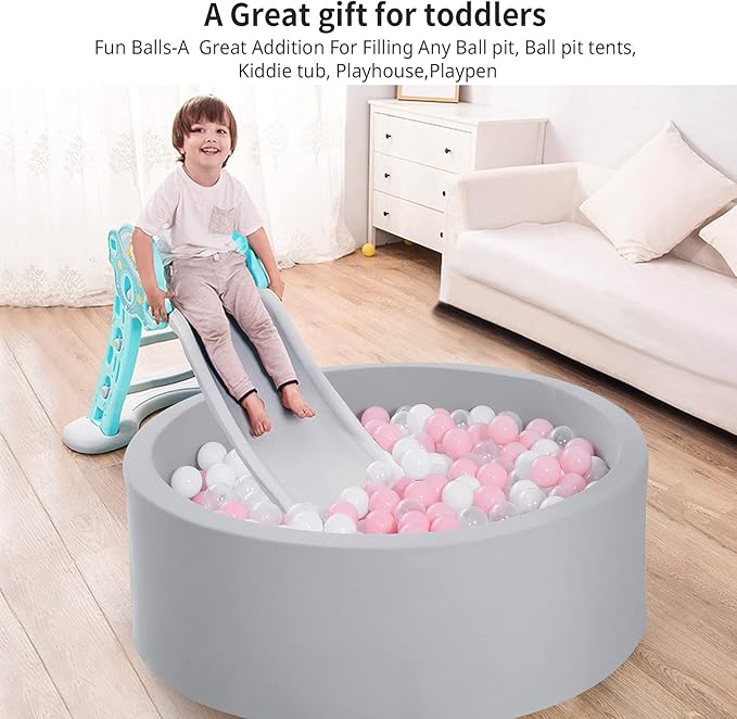 STARBOLO Ball Pit Balls for Toddlers Pack of 100 200 500 - BPA&Phthalate Free Non-Toxic Crush Proof Soft Plastic Balls for 1-5Years Old Toddlers Girl Kids Birthday Pool Playpen Tent Party
