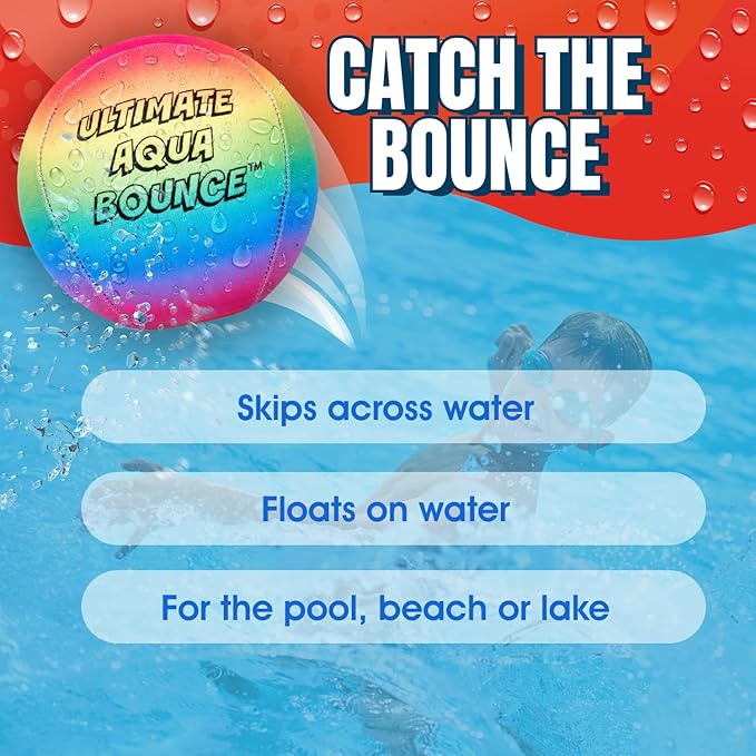 Activ Life Ultimate Skip Ball, Large 3" - 2 Water Skip Balls with 1 Skip Disc - Water Bouncing Ball Set for Beach, Pool & Lake Games - Fun Summer Toys for Kids, Teens, Adults & Families