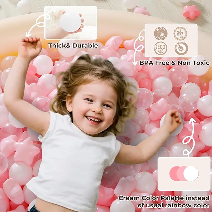 TRENDPLAY Star Ball Pit Balls for Toddlers -50 100 200 Count Star Balls Different Shapes, Non-Toxic Plastic Balls for Safe Play, Boys Girls Festival Party Decoration