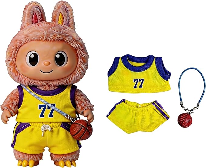 Sports-Themed Basketball 3-Piece Set,is Suitable for a 17cm Dolls, Dolls Clothing Accessories (NO.77)【 Key Point 】 ：Only Clothes, no Dolls.