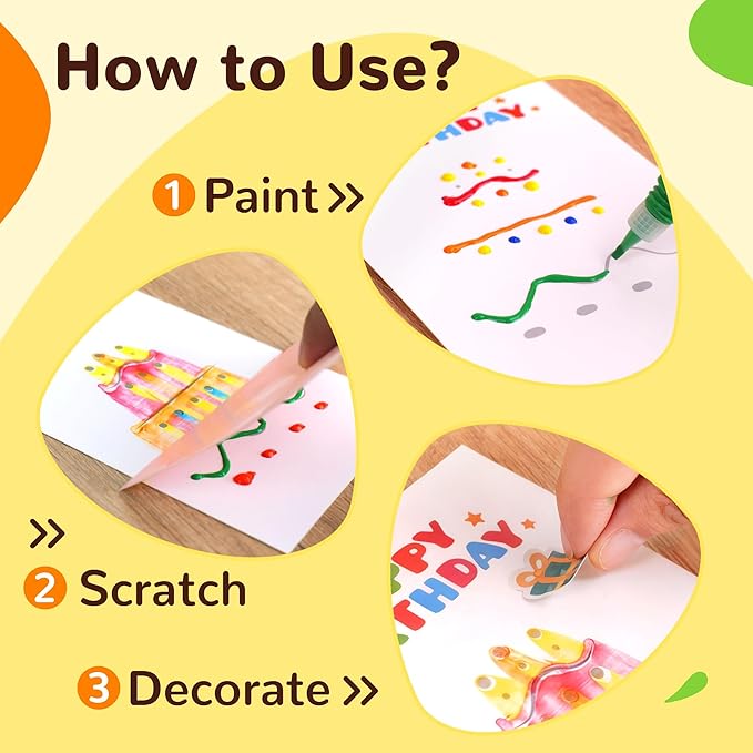 YPLUS Rainbow Scratch Art for Kids, Creative Squeegee Painting Kits, DIY Rainbow Scratch Paper, Magic Kids Crafts with Rubbing Game, Birthday Gifts for Girls Boys 5 6 7 8 9 10