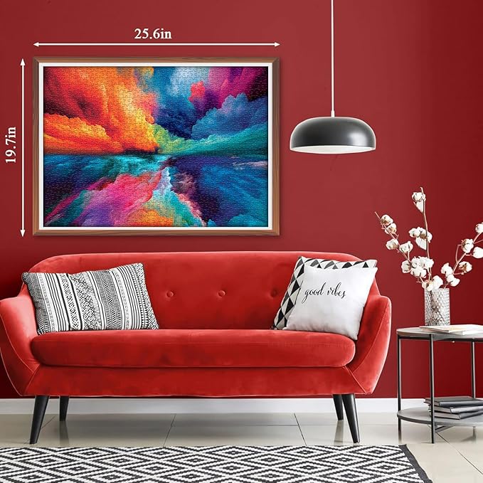 Impossible Puzzles for Adults 1000 Piece, Hard Difficult Jigsaw Puzzles for Adults Painting, Gradient Rainbow Colorful Challenging Puzzles for Adults Teens
