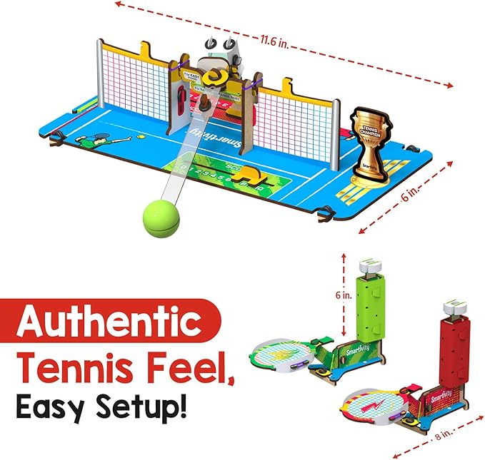 Smartivity DIY Tabletop Tennis - Pickleball Game for Kids 6 to 12, 2 Player STEM Toy with Mechanical Rackets & Scoreboard, Christmas, Birthday Gift for Boys & Girls Age 6, 7, 8, 9, 10, 11, 12 Years
