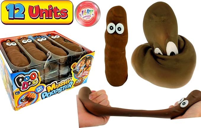 JA-RU Squishy Poop Toys for Kids (12 Pack) – Sand-Filled Stretchy Poop Squishy Fidget Toys, Stress Relief Toy, Funny Gag Gifts, Party Favors, & Classroom Prizes. 6448-12p
