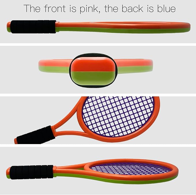 Kids Tennis Racket,17 Inch Plastic Tennis Racket with 2 Soft Balls,2 Tennis Balls and 4 Shuttlecocks for Kid,Toddler Outdoor/Indoor Sport Play