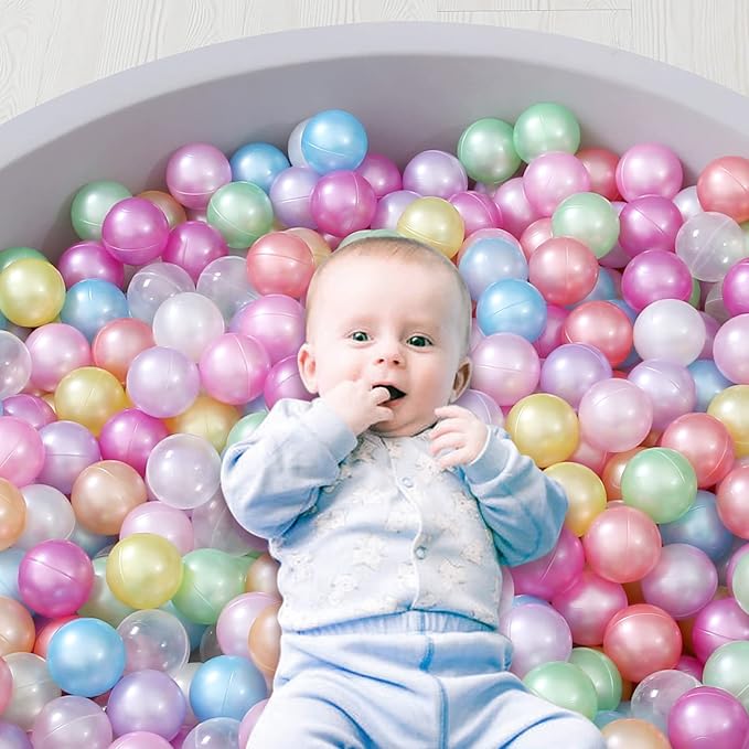 STARBOLO Ball Pit Balls for Toddlers Pack of 100 200 500 - BPA&Phthalate Free Non-Toxic Crush Proof Soft Plastic Balls for 1-5Years Old Toddlers Girl Kids Birthday Pool Playpen Tent Party