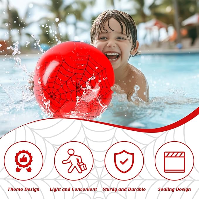 12PCS Spider Web Beach Ball 8 Inch for Kids Summer Pool Party Supplies|Spider Birthday Decorations|Bulk Spider-Themed Party Favors,Beach Games,Class Celebration,Outdoor Activities Gift Ideas