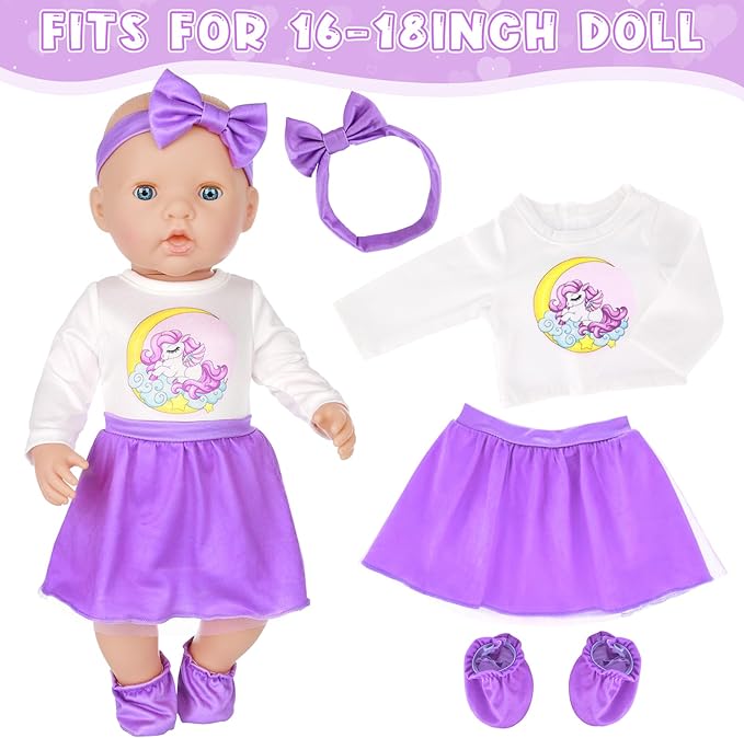 UNICORN ELEMENT Baby Doll Accessories Doll Diaper Bag Set with 14-16 Inch Doll Clothes Set Included Bottles, Pacifier, Diaper, Headband Best Gift for Kids