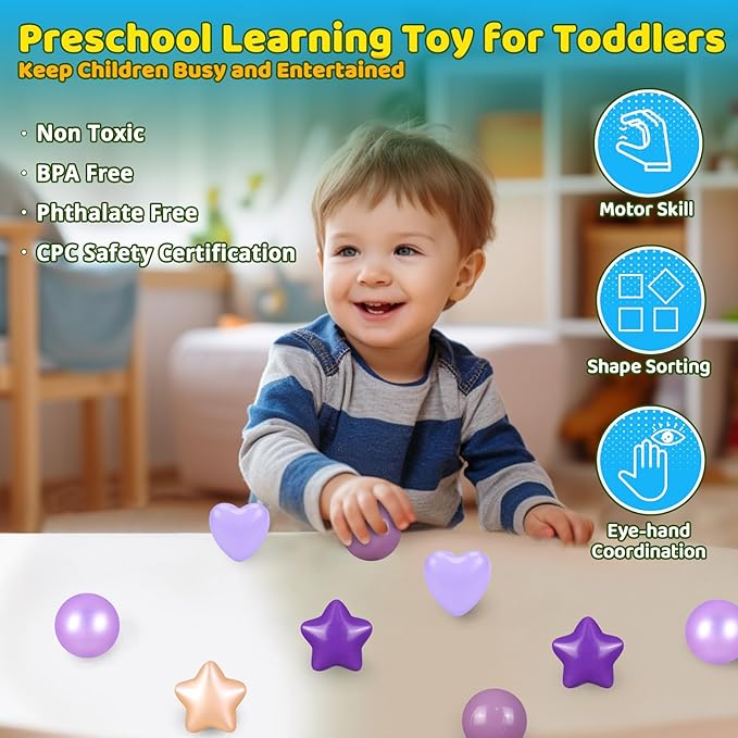 STARBOLO Star Ball Pit Balls for Toddlers -50 100 200 500 Plastic Shape Ball Non-Toxic Non-Phthalate Non-BPA for Safe Play,Baby Kids Shape Boys Girls Festival Party Decoration
