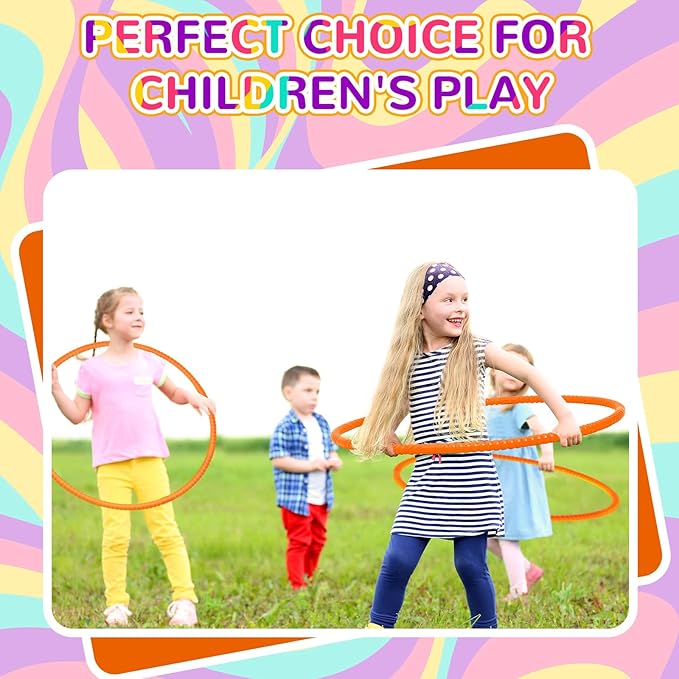 2 Pcs Toy Hoop Exercise Hoop Detachable Adjustable Plastic Toy Ring Playground Equipment for School Colored Circles Exercise Ring for Teens Dog Agility Equipment(Orange,23 Inch)