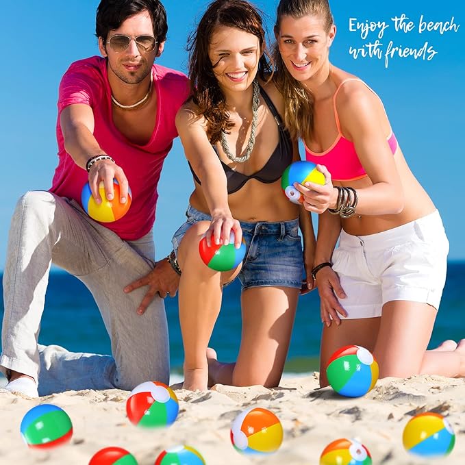Honoson 50 Pack Mini Beach Balls for Kids 5 Inch Small Inflatable Beach Balls Bulk for The Pool Birthday Party Favors Classic Rainbow Color Blow up Tiny Toy for Summer and Water Games(50 Pack)